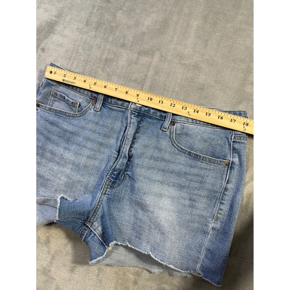 Old Navy Womens OG Straight Shorts 16 Blue High-Rise Raw Hem